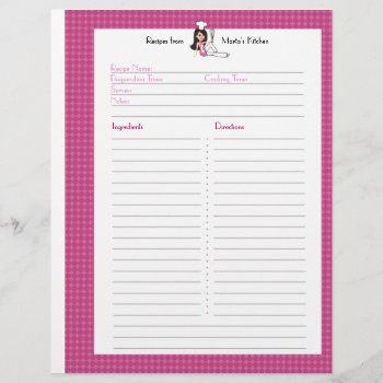 Fully Illustrated Recipe Page For Binder Users by ShopDesigns at Zazzle
