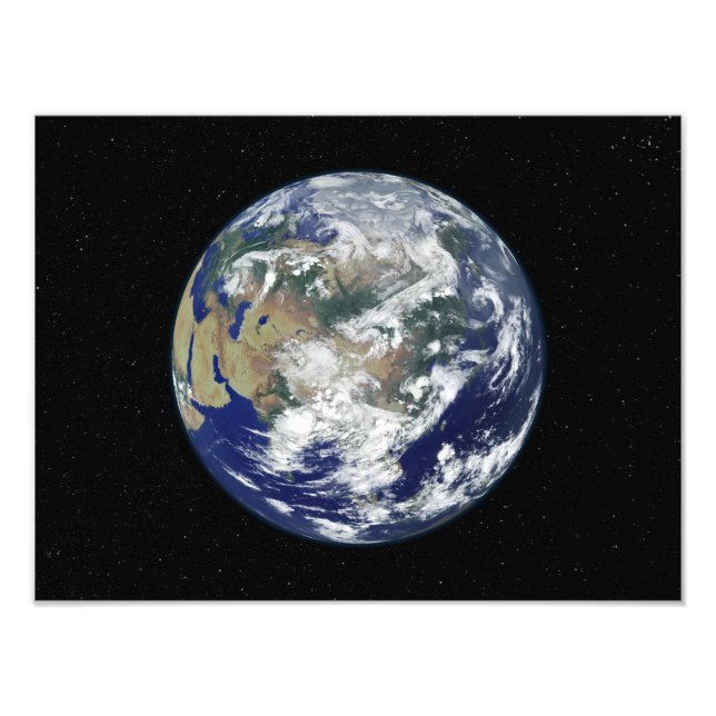 Fully lit Earth centered on Asia Photo Print (Front)