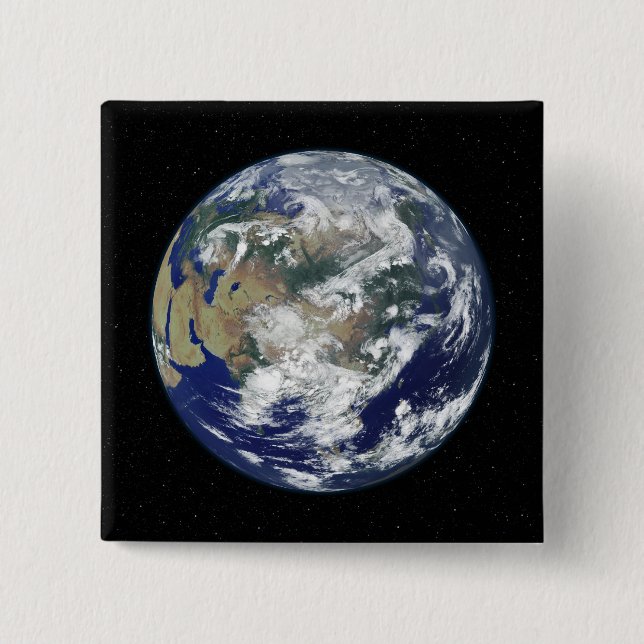 Fully lit Earth centered on Asia Pinback Button (Front)