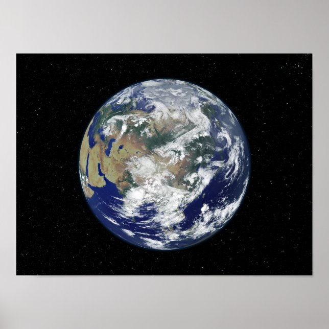 Fully lit Earth centered on Asia Poster (Front)