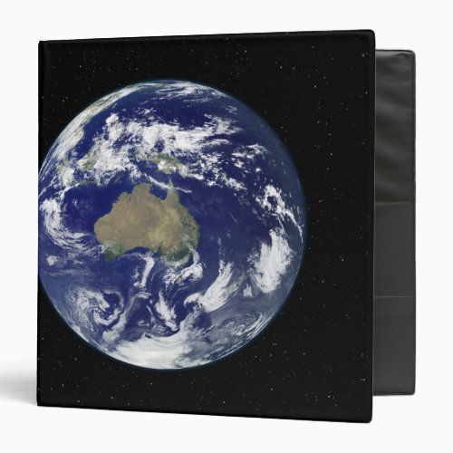 Fully lit Earth centered on Australia and Ocean 3 Ring Binder