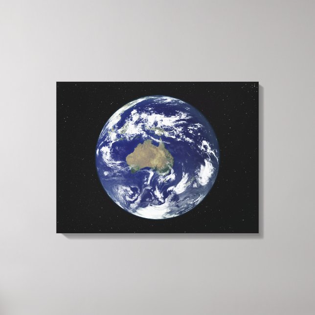 Fully lit Earth centered on Australia and Ocean Canvas Print (Front)