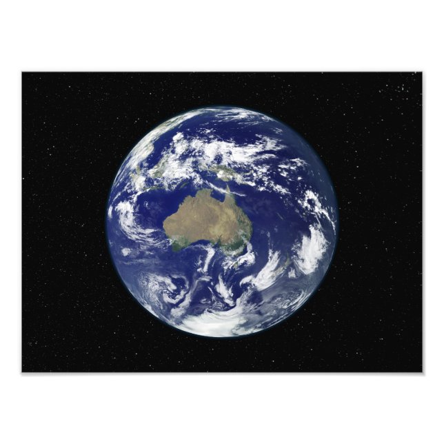 Fully lit Earth centered on Australia and Ocean Photo Print (Front)
