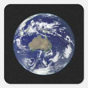 Fully lit Earth centered on Australia and Ocean Square Sticker