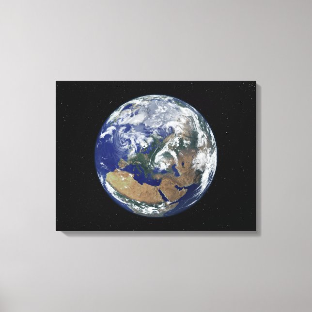 Fully lit Earth centered on Europe Canvas Print (Front)