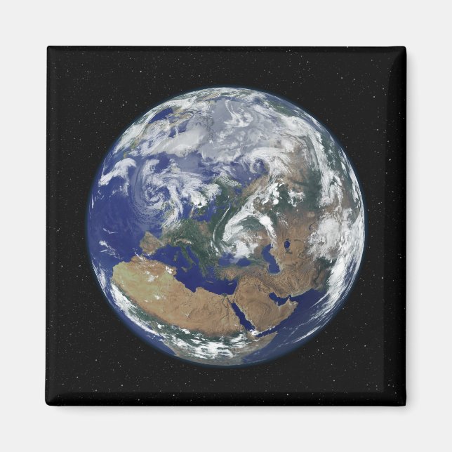 Fully lit Earth centered on Europe Magnet (Front)