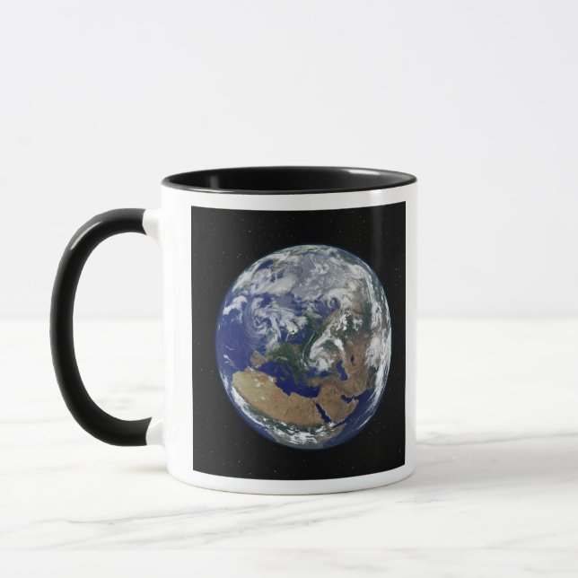 Fully lit Earth centered on Europe Mug (Left)