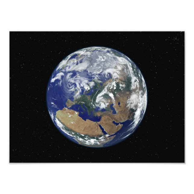 Fully lit Earth centered on Europe Photo Print (Front)
