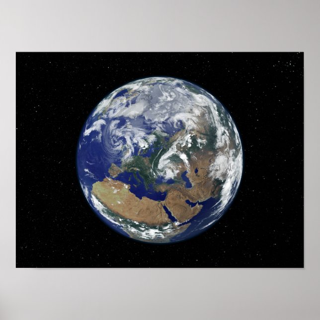 Fully lit Earth centered on Europe Poster (Front)