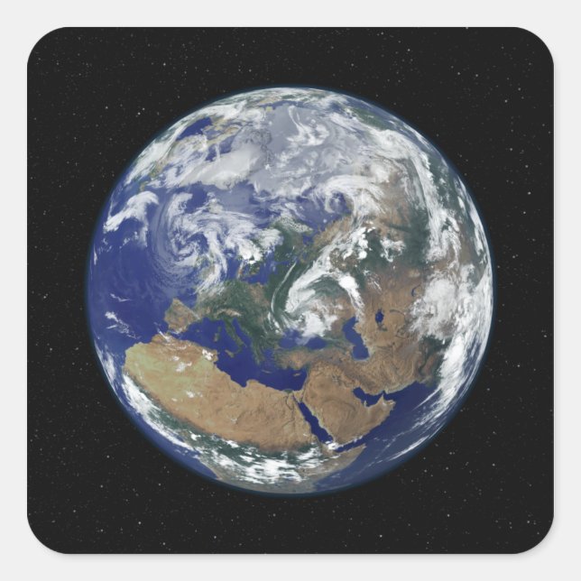 Fully lit Earth centered on Europe Square Sticker (Front)