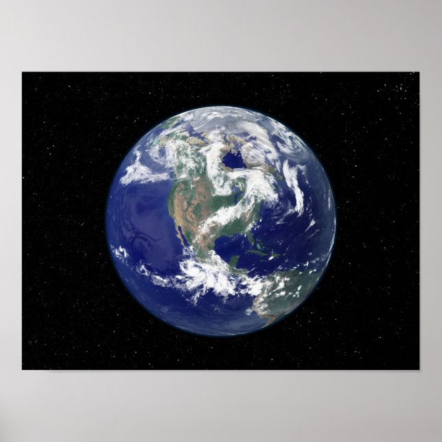 Fully lit Earth centered on North America Poster (Front)