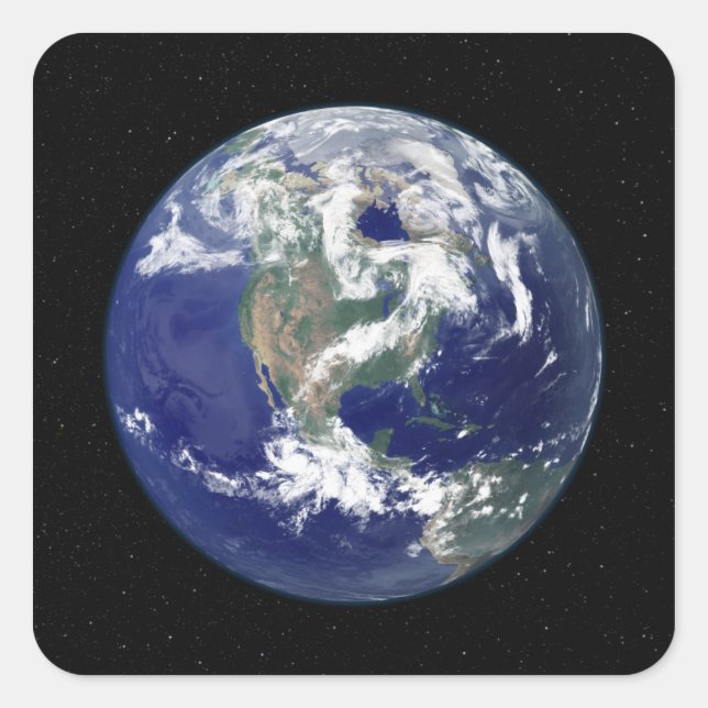 Fully lit Earth centered on North America Square Sticker (Front)