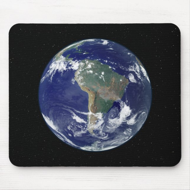 Fully lit Earth centered on South America Mouse Pad (Front)