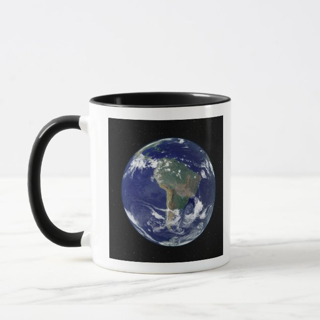 Fully lit Earth centered on South America Mug (Left)