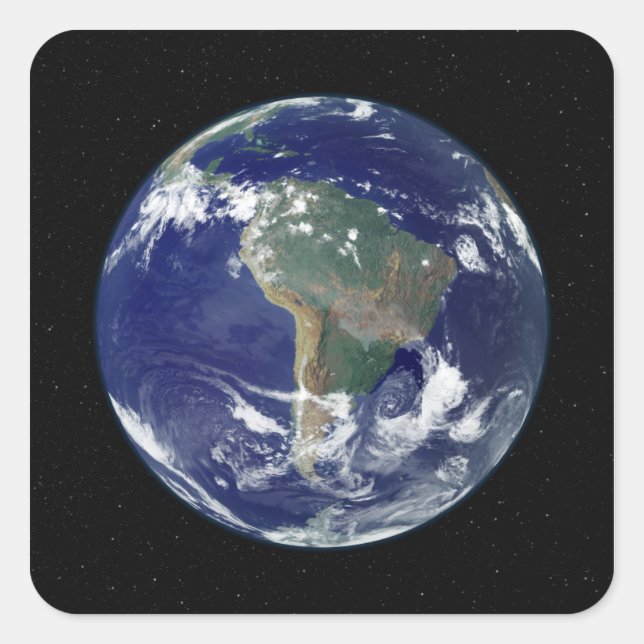 Fully lit Earth centered on South America Square Sticker (Front)
