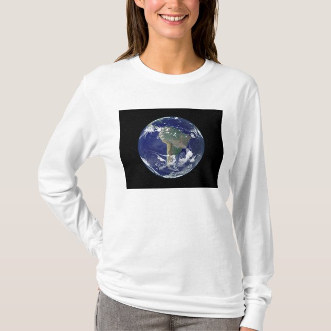 Fully lit Earth centered on South America T-Shirt (Front)