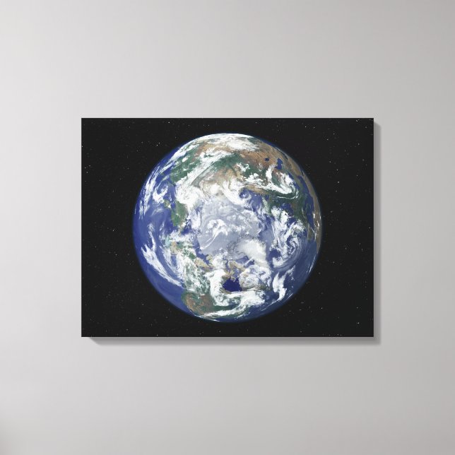 Fully lit Earth centered on the North Pole Canvas Print (Front)