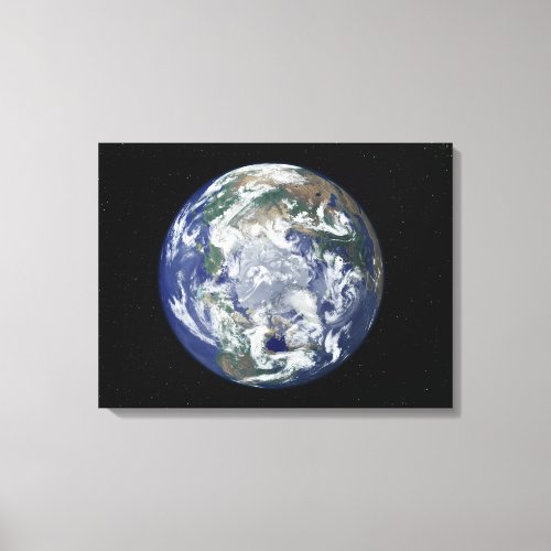 Fully lit Earth centered on the North Pole Canvas Print