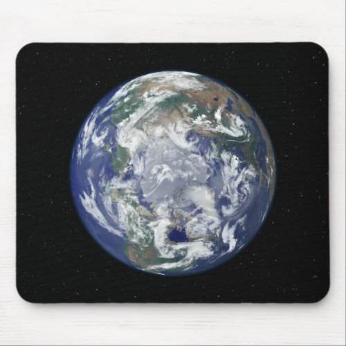 Fully lit Earth centered on the North Pole Mouse Pad