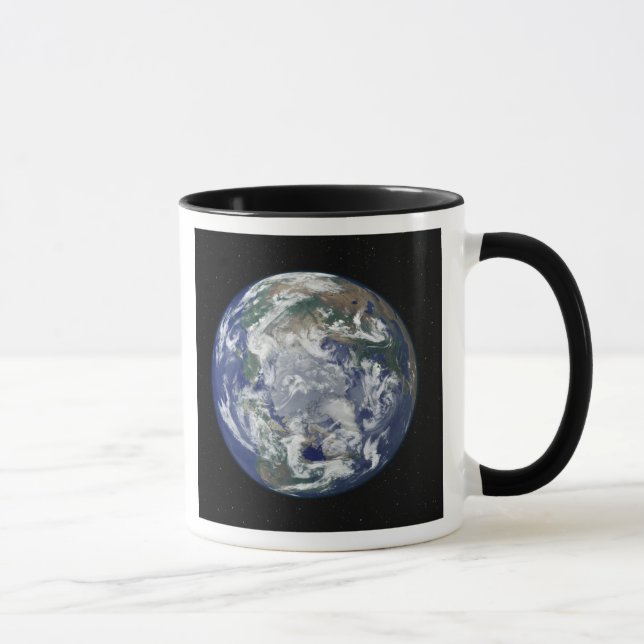 Fully lit Earth centered on the North Pole Mug (Right)