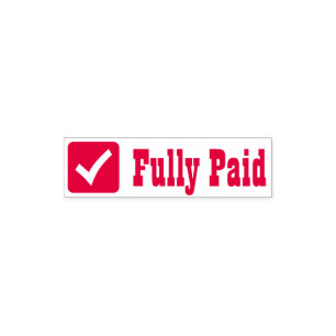 "Fully Paid" & Check Mark Icon Rubber Stamp