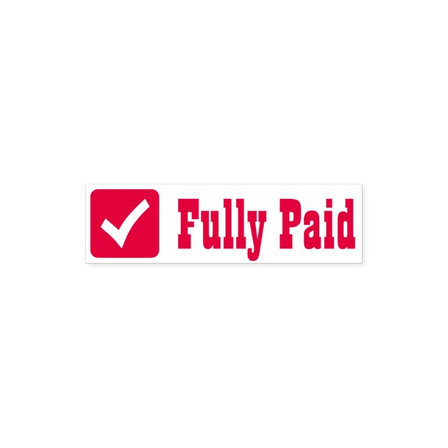 "Fully Paid" & Check Mark Icon Rubber Stamp (Design)