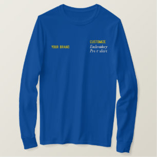 Fully Personalized Brand & Name Professional Blue Embroidered Long Sleeve T-Shirt