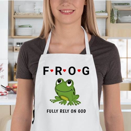   Fully Rely on God Frog Hearts   Long Apron