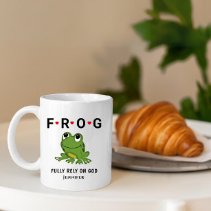   Fully Rely on God Frog Hearts Personalized Coffee Mug