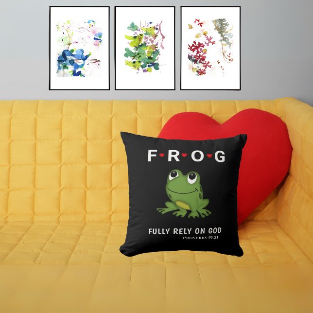   Fully Rely on God Frog Hearts Personalized Throw Pillow (Creator Uploaded)