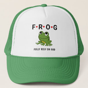 Fully Rely on God Frog Hearts Trucker Hat