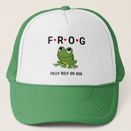   Fully Rely on God Frog Hearts   Trucker Hat