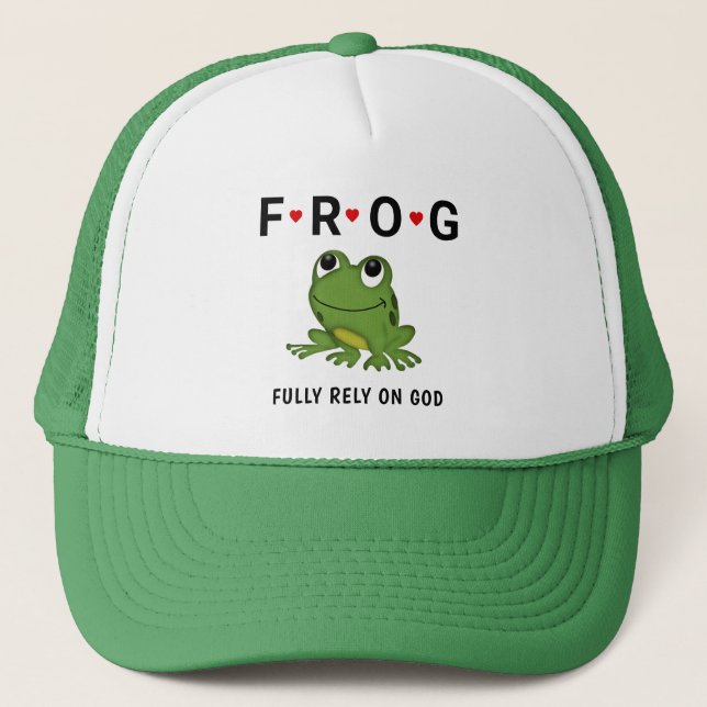   Fully Rely on God Frog Hearts   Trucker Hat (Front)