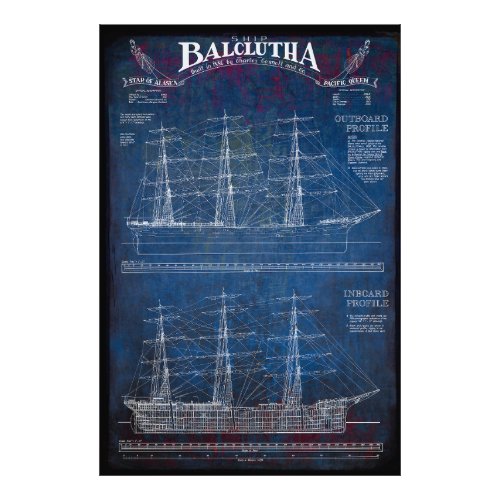 Fully_Rigged Sailing Ship BALCLUTHA Blueprint 1886 Photo Print