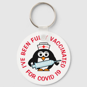 Fully vaccinated against covid coronavirus keychain