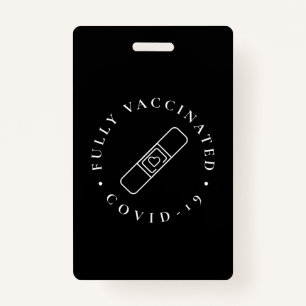 Fully Vaccinated Covid Lanyard Badge Black