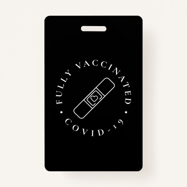 Fully Vaccinated Covid Lanyard Badge Black (Front)