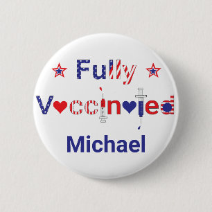 Fully Vaccinated in Stars and Stripes Button
