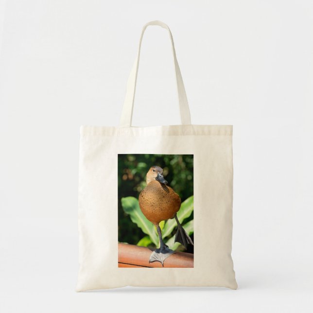 Fulvous Whistling Duck On Rail Tote Bag (Front)
