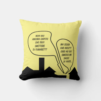 Fumare Ironic Black Monochrome Cartoon Throw Pillow