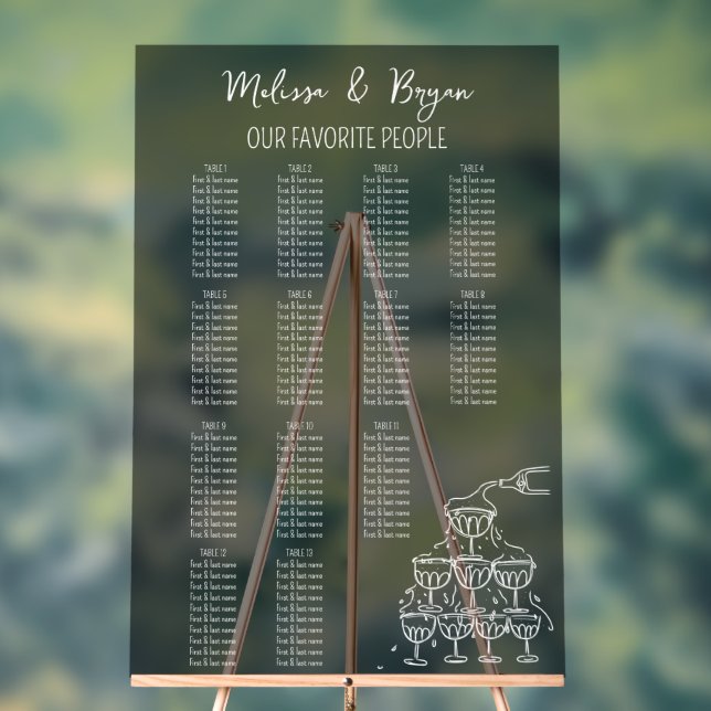 Fumee Champagne Tower Wedding seating chart (Neutral)