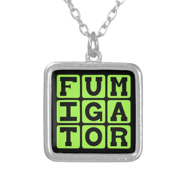 Fumigator, Bug Zapper Silver Plated Necklace (Front)