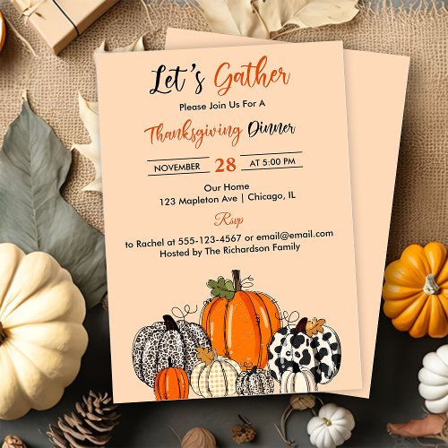 Fumpkin Lets Gather Thankgiving Dinner Party  Invitation