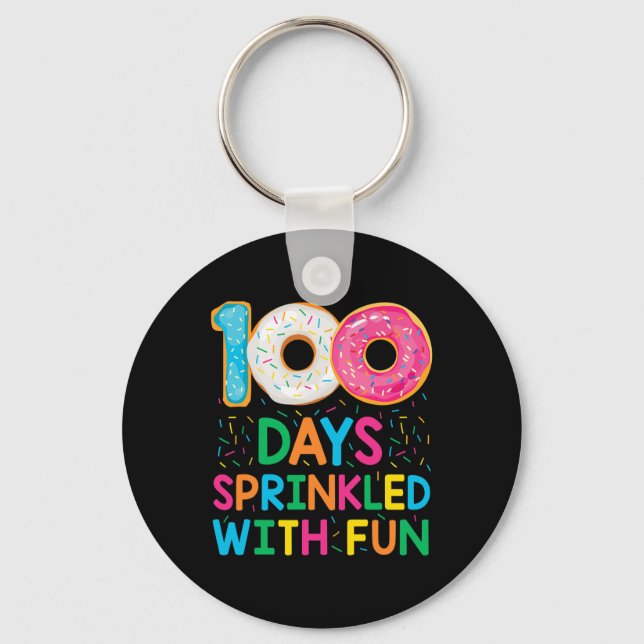 Fun 100 Days Sprinkled with Fun Donut School Teach Keychain (Front)