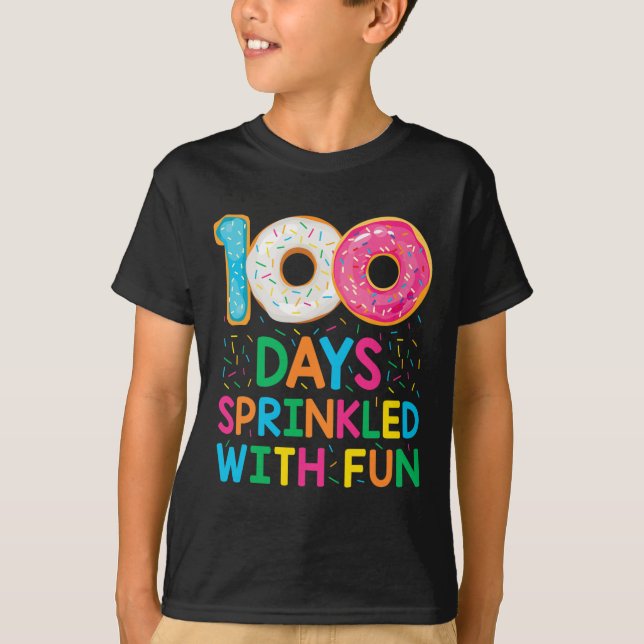 Fun 100 Days Sprinkled with Fun Donut School Teach T-Shirt (Front)
