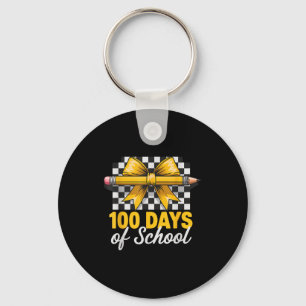 Fun 100 Days Teacher Celebration School Clroom Sty Keychain