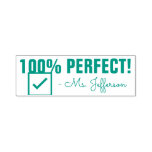 [ Thumbnail: Fun "100% Perfect!" Acknowledgement Rubber Stamp ]