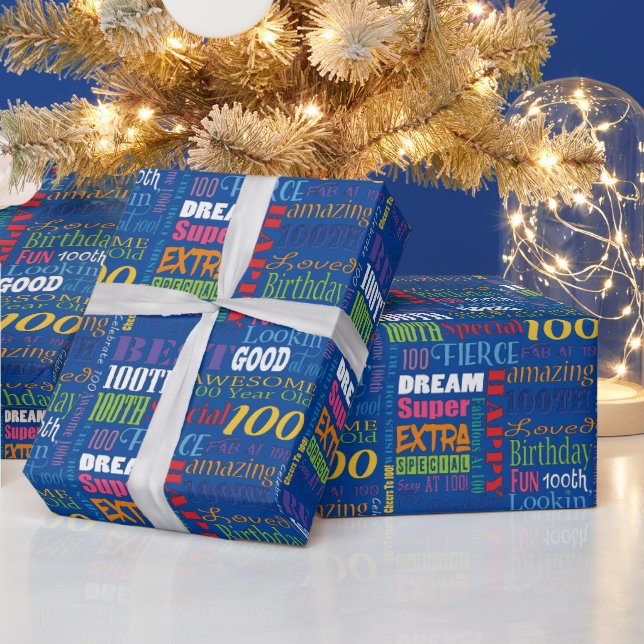 Fun 100th Birthday Party Personalized Monogram Wrapping Paper (Holidays)