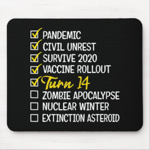 Fun 14th Birthday Gift 14 Years Old Quarantine 202 Mouse Pad