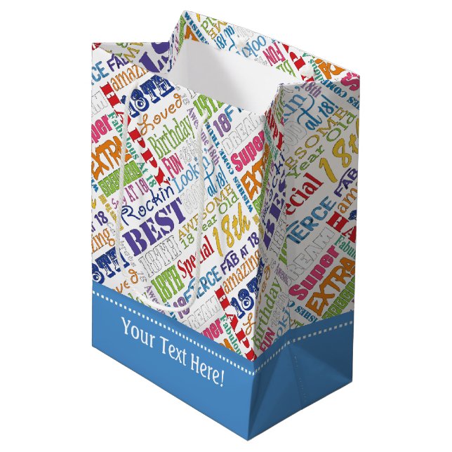 Fun 18th Birthday Party Favors Personalized Medium Gift Bag (Front Angled)